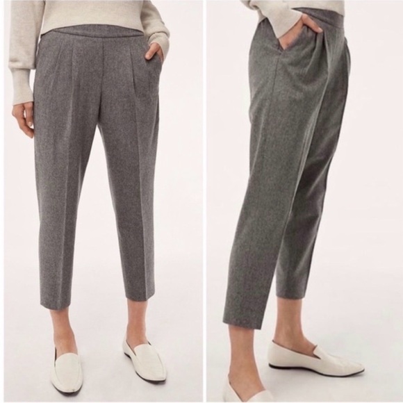 Babaton X Aritzia Cohen Pants Trousers Heather Medium Grey Wool Cashmere Stretch - Picture 1 of 9